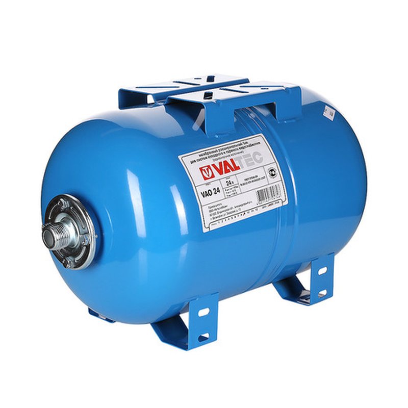 Бак мембранный Valtec VT.AO.B 3/4″ 25л Ру10 горизонтальный, фланцевый, корпус — сталь