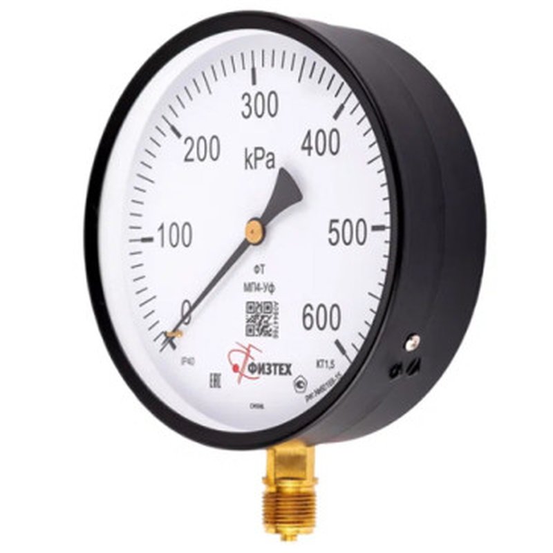 Мановакуумметр ФИЗТЕХ МВП4-Уф -0.1-0.9 МПа, общетехнический 160мм, класс точности 1.5, резьба G1/2, радиальный штуцер