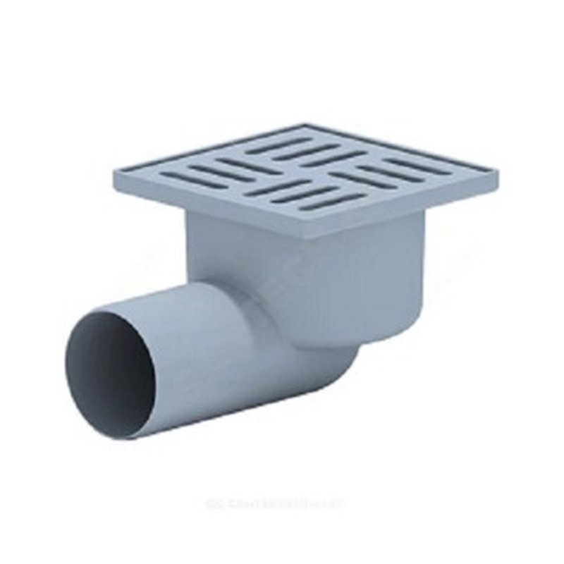 Трап горизонтальный с гидрозатвором АНИ Пласт TA51 Дн50 100х100мм с пластиковой решёткой нерегулируемый