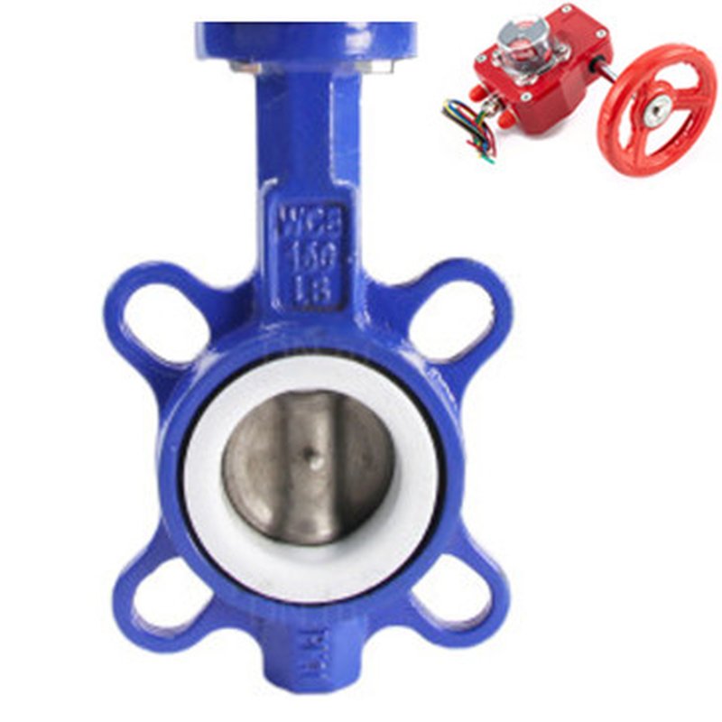 Затвор дисковый поворотный WCB-316L-VITON Ду65 Ру16, корпус - углеродистая сталь, диск - нержавеющая сталь, уплотнение - VITON, с редуктором HGBF-1 с индикатором положения и датчиком обратной связи