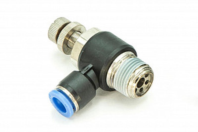 Регулятор расхода воздуха L-образный с наружной резьбой NSC 8-03 (R3/8")