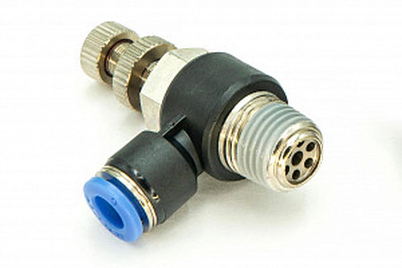 Регулятор расхода воздуха L-образный с наружной резьбой NSC 6-02 (R1/4")